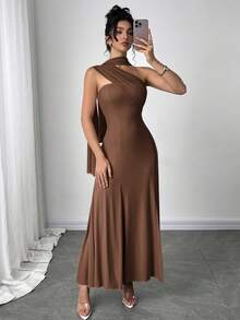 Firerie 女款咖啡棕夏季優雅露背洋裝，3種穿法多功能綁帶洋裝，適合用餐、海灘度假、花園派對與生日穿搭 - 咖啡棕 - 查看 6