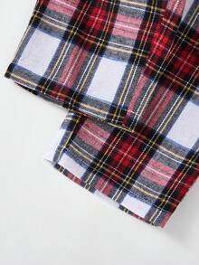 Young Boy Casual Plaid Simple Placket New Button Pocket Elastic Waist 2 Pieces Pajama Set - Multicolor - View 7