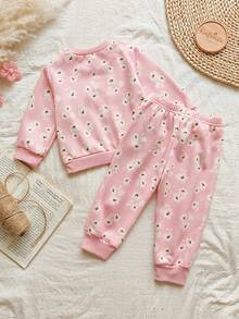 Vintaside Kids 2pcs/Set Infant/Toddler Girls Floral Print Long Sleeve Top And Long Pants Coordinating Outfit, Sweatsuit - Multicolor - View 2