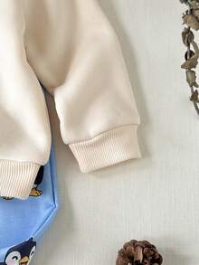 SHEIN 2 pièces Ensemble sweat-shirt à manches longues avec imprimé renne de Noël pour bébé garçon et pantalon en polaire à carreaux, automne - Bleu ciel - Voir 5