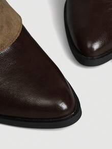 SheIn MOD Botas altas de punta fina de color contrastante versátiles para ir al trabajo para mujeres - Camel - Ver 5
