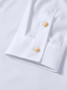 Manfinity Nomadique 男士长袖西部牛仔风格衬衫，秋季 - 白色 - 查看 6