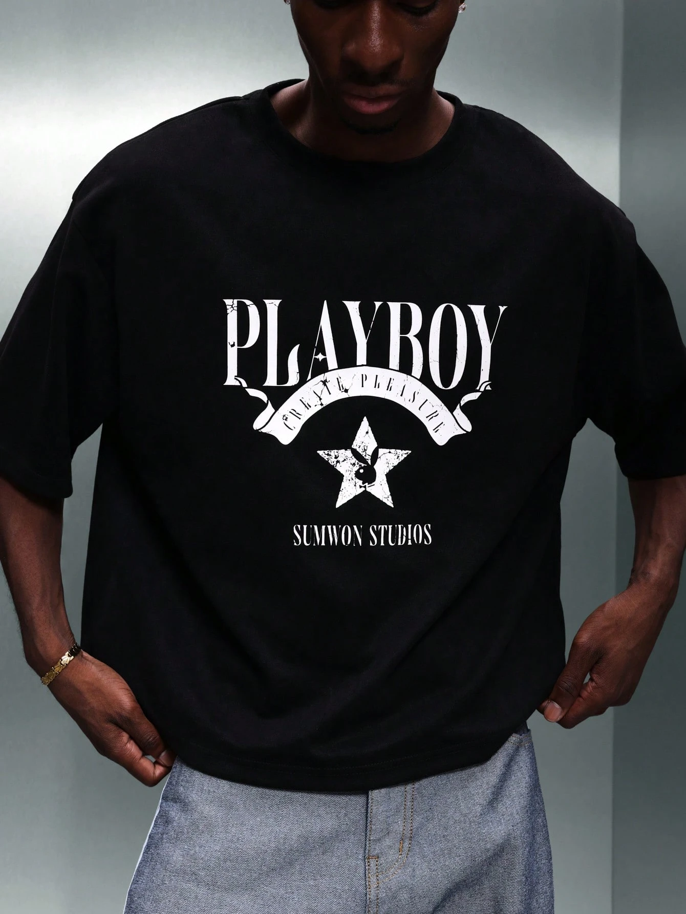 PLAYBOY X SUMWON T-shirt imprimé à col rond et coupe carrée
