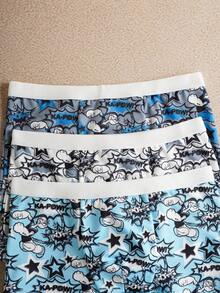 Popeye X SHEIN 3pcs Young Boy Blue & White Comfortable Soft Cartoon Star Pattern Trunks Graphic Boxers Little Boys Underwear Boys Boxers - Blue and White - View 7