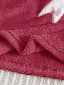 两件套女童红色毛绒卫衣和蝴蝶印花长袖裤休闲柔软睡衣套装，适合秋冬季穿着 - 藕粉色 - 查看 7