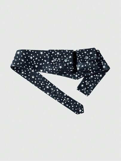 Anime حقيبة خصر بطبعة نقاط بيضاء وسوداء كلاسيكية مع حزام قابل للتعديل، إكسسوار عصري متعدد الاستخدامات للتنقل