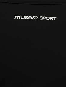 Musera Sport 深V领裹身系带修身长袖芭蕾舞上衣，适合健身房、运动健身，肉桂色漩涡图案，冬季款 - 黑色 - 查看 6