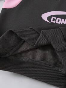 SHEIN Explorewe 女童时尚运动撞色印花长袖卫衣套装，带工装口袋和长裤，适合休闲、户外、运动、上学等场合。 - 彩色 - 查看 7