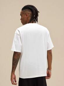 Nick 90s | SHEIN Men's Casual Letter & Cartoon Graphic Round Neck Short Sleeve T-Shirt, Summer - White - View 2