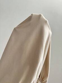 VaVaBold Elegant Commuter Solid Color Ruched Fitted Long Sleeve T-Shirt - Apricot - View 2