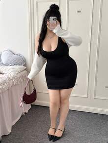 CovetEZ 加大碼貼身高彈性連身裙