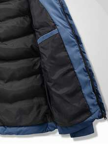 Manfinity Homme 宽松纯色简约男士日常拉链长袖羽绒服，适合秋冬季穿着，可用于日常休闲、周末旅行、户外活动、探险旅行、轻松的工作环境或半正式场合，也是送给男友/丈夫、周年纪念日或圣诞节的理想礼物。 - 霧霾藍 - 查看 6