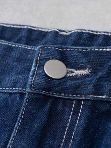 Manfinity Denimwave Men's Casual Distressed Ripped Frayed Hem Blue Jeans Mens Ripped Jeans