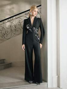 Anewsta Fashionable Regular Shoulder Long Sleeve Waist Cinched Jumpsuit