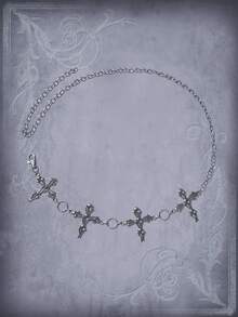 ROMWE Goth Vintage Skeleton & Butterfly Design Women Waist Chain, Halloween - Light silver. - View 7