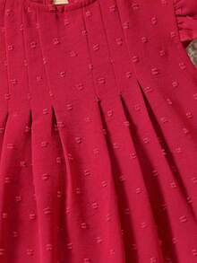 小女童圓點荷葉邊連衣裙 - 紅色 - 查看 5