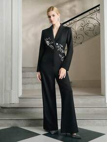 Anewsta Fashionable Regular Shoulder Long Sleeve Waist Cinched Jumpsuit