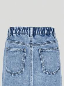 SHEIN Explorewe Jeansy dla nastolatek, casualowe i urocze, z trójwymiarowym haftem kwiatowym, prosty krój, wygodny bawełniany denim, odpowiednie do noszenia na co dzień, do szkoły i dojazdów do pracy, na każdą porę roku, dla dziewczynek z lat 90., w stylu lat 90. - Średni jeans - Zobacz 3