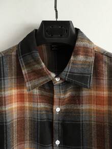 Manfinity Homme Plus Size Men's Plaid Long Sleeve Single-Breasted Casual Loose Shirt Men's Flannel Shirt Men's Shirt Grunge Flannels For Men Men Plaid Shirt Vintage Shirt For Men Old Money,Daily Leisure, Weekend Trips, Outdoor Activities, Travel Expeditions, Relaxed Work Environments Or Semi-Formal Occasions, Boyfriend/Husband Gift, Anniversary Gift Party Christmas - Multicolor - View 3