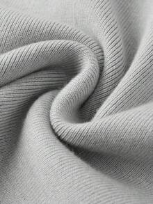 Ellevyn 女士灰色金属纽扣撞色滚边修身弹力优雅日常休闲通勤短款毛衣连衣裙 - 灰色 - 查看 11