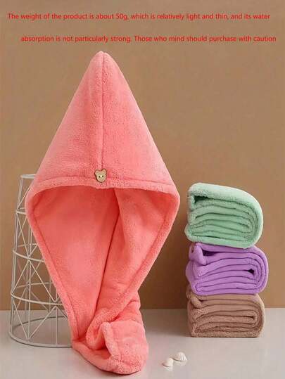 SHEIN 1 pieza/4 piezas Toalla envolvente para el cabello de secado rápido para mujeres - Gorros de toalla de microfibra altamente absorbentes, turbante de toalla de felpa de coral para el baño en el hogar, decoración del baño, gorro para el cabello