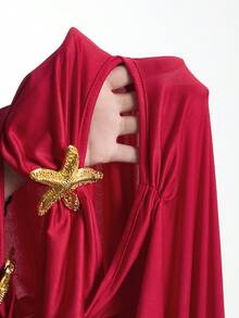 Bellisia Robe de plage à 3 niveaux avec imprimé étoile de mer pour femmes, rouge vin - Rouge - Voir 6
