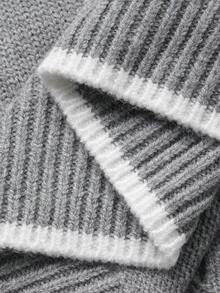 Vivie Lora Suéter de mujer con cuello redondo, parches y bolas de pelo en contraste de color - Gris - Ver 8