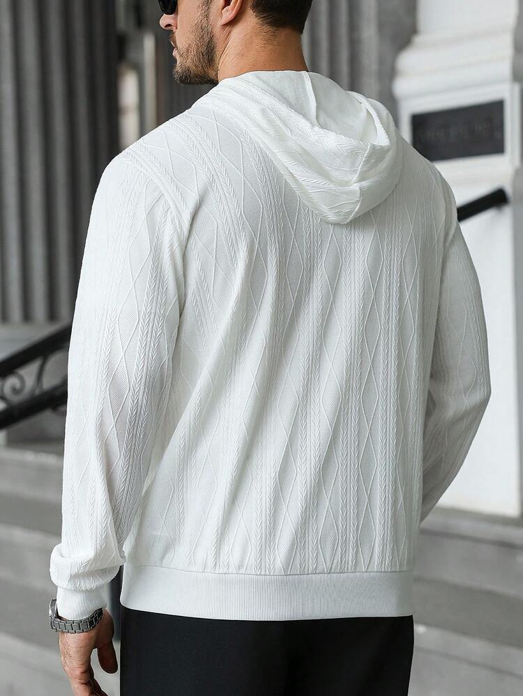 Manfinity CasualCool 男士休闲连帽卫衣，白色，适合日常穿着 - 白色 - 查看 2