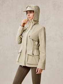 OutZeal Women Outdoor Jacket Hiking Camping Flap Pocket Hooded Outdoor Top Spring Fall - Khaki - View 12