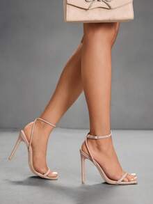 CUCCOO SZL Women's Square Toe Buckle Design Fashionable Elegant High Heel Sandals For Christmas - Apricot - View 7