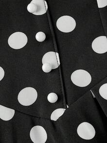 SHEIN MOD 女士波点无袖优雅中长连衣裙，纽扣设计 - 黑色 - 查看 3