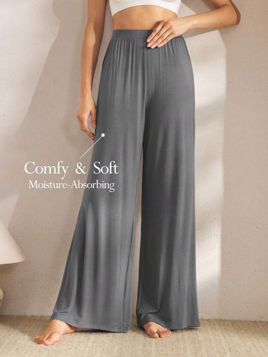 Ocili Celana Santai Kasual Wanita Warna Polos, Musim Gugur & Musim Dingin - Grey - View 1