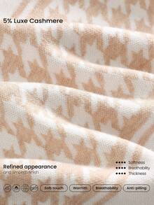 GLOWMODE Skiing Collection Snowbound Soft Warm Cozy Houndstooth Jacquard High Neck Quarter-Zip Fitted Sweater Autumn Winter Outdoors Skiing Wear - White - View 4