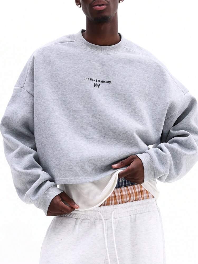 Crew Neck Sweatshirt With Text Print