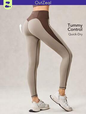 OutZeal Women Moisture Wicking Quick Dry Tummy Control Back Pocket Color-Blocked Outdoor Legging Fall Winter