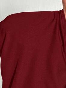 SHEIN EZwear 大码女式酒红色高领连体衣 - 酒紅色 - 查看 7