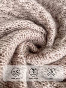 Firerie 女士纯色休闲圆领毛衣裙中长款毛衣裙毛衣裙女士高领连衣裙粗针织连衣裙针织裙秋冬 - 杏色 - 查看 10