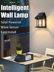 1PC Solar Outdoor Wall Light Security Light With Motion Sensor 3 Modes Decorative Wall Lights Suitable For Courtyards - Black - View 8