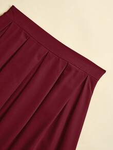 Sweetra Falda plisada de línea A casual para mujer, versátil para primavera y otoño - Burdeos - Ver 3