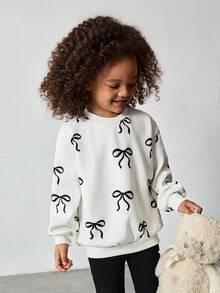 Maija Kids Maija Kids 2件套女童圆领蝴蝶结装饰卫衣和裤子套装 - 白色 - 查看 3