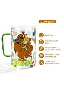 SCOOBY-DOO X SHEIN 1Pc 27.1oz/800ml Cute Cartoon Pattern Printed Borosilicate Glass Mug, Cold And Heat Resistant, Suitable For Milk, Juice, Coffee, Etc., Spotted Dog,Gift Ideas - Clear - View 3