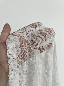 Elenzga 大码女士优雅蕾丝连衣裙 - 白色 - 查看 8