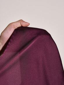 女士长袖修身优雅长连衣裙，饰有仿珍珠 - 酒紅色 - 查看 7