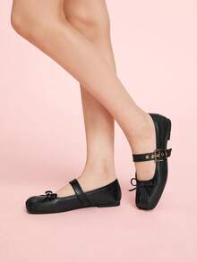 CUCCOO DOLLMOD أحذية باليه أنيقة مع حزام، أحذية مسطحة بطراز ماري جين للنساء