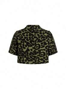 SHEIN Clasi 2pcs Women Leopard Print Dress And Shirt Set