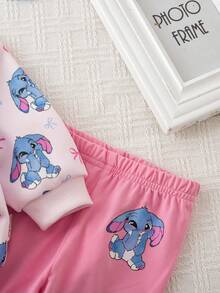 Bộ quần áo len dài tay họa tiết hoạt hình dễ thương cho bé gái sơ sinh và quần cạp chun - Hồng - Xem 7