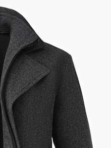 Manfinity Mode Men's Long Sleeve Solid Color Single-Breasted Casual Overcoat, Autumn/Winter