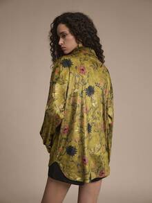 SHEIN Unity 优雅花卉印花黄色长袖女式衬衫 - 黃色 - 查看 2
