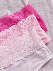 Lowkey Lull 3pcs/Pack Plus Size Comfortable Lace Design Thong Sexy Panties