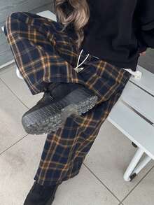 FRIFUL 女式拉绒直筒休闲裤 - 藏蓝色 - 查看 3